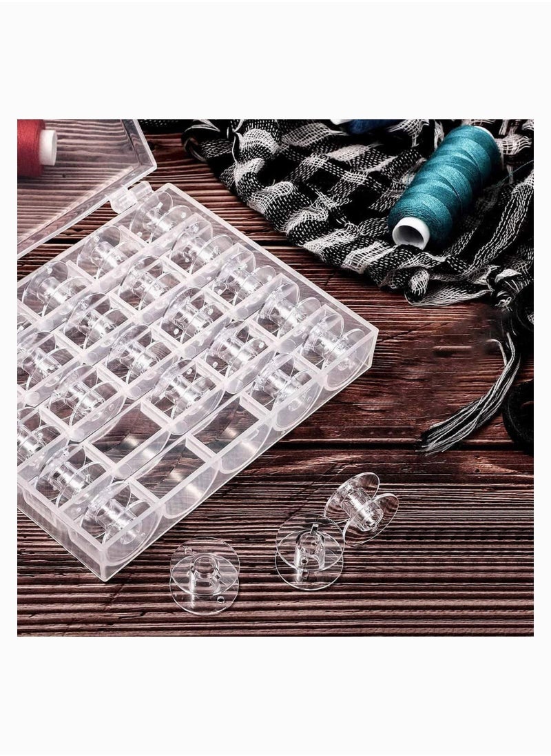Bobbin Case, Bobbins Spool for Thread, Machine Organizer Plastic Transparent 25 Slots Empty Spools Box, Sewing Craft Case Storage Box (2Pack)