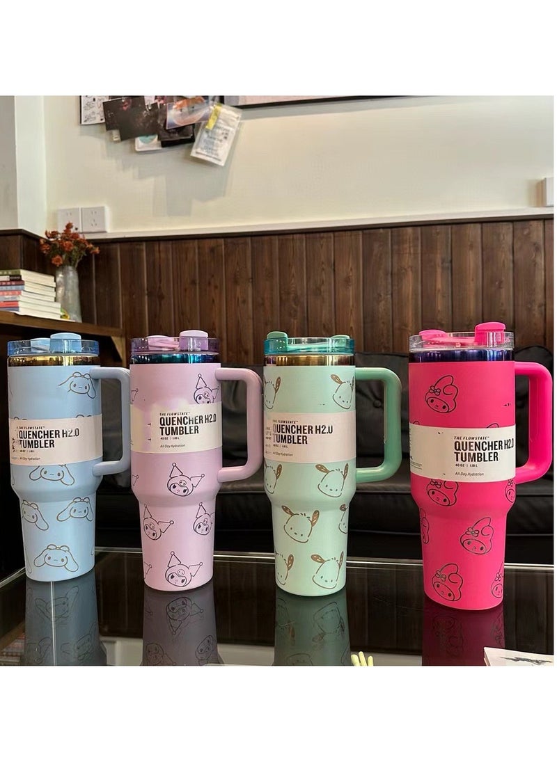 ستانلي كوب Stanley Quencher H2.0 FlowState المصنوع من الفولاذ المقاوم للصدأ والمُعزل بالفراغ مع غطاء وقشة للمياه والشاي المثلج أو القهوة والعصائر والمزيد، سعة 40 أونصة - Image 1