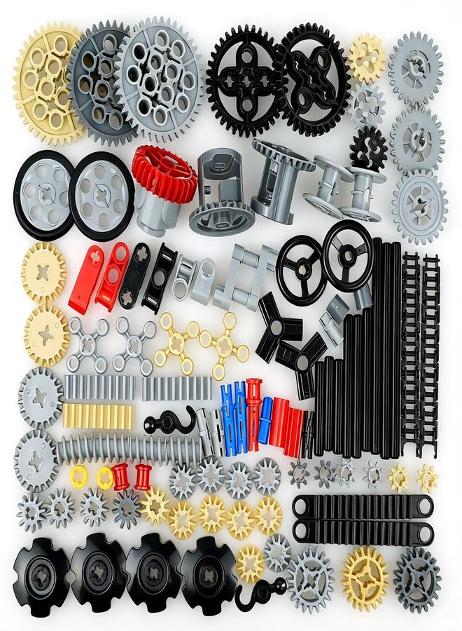 BroTex Technical Parts Pieces Building Set Accessories, Gears Pins Connectors Wheels Axles Racks Differentials, Engine Kits Cars Compatible Major Brands - Image 1