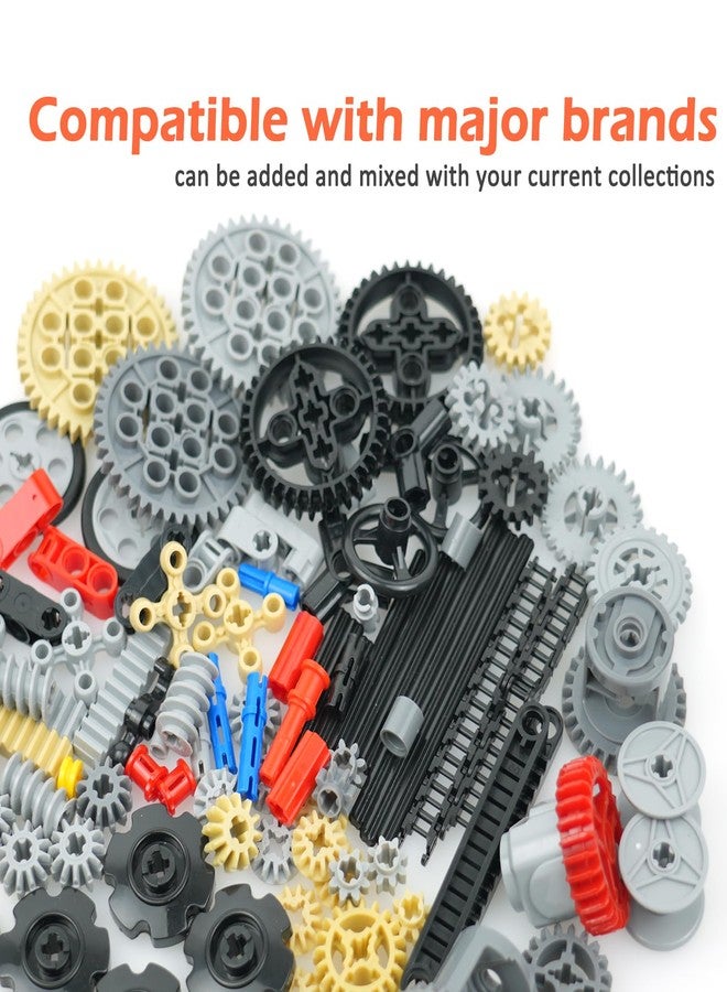 BroTex Technical Parts Pieces Building Set Accessories, Gears Pins Connectors Wheels Axles Racks Differentials, Engine Kits Cars Compatible Major Brands - Image 2