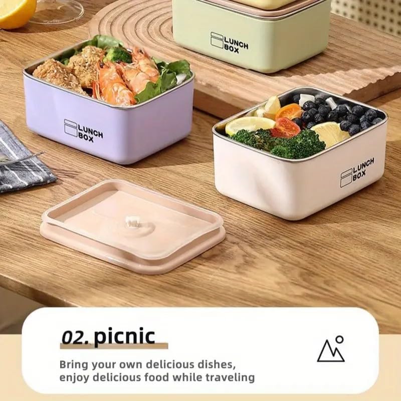 AMPLIN Stainless Steel Lunch Box, Airtight Leakproof Food Storage Containers with Lids, Reusable Stackable Tiffin Box for Kids, Office, School, Travel, BPA Free, Durable Meal Prep Box (4PC Set) - Image 4