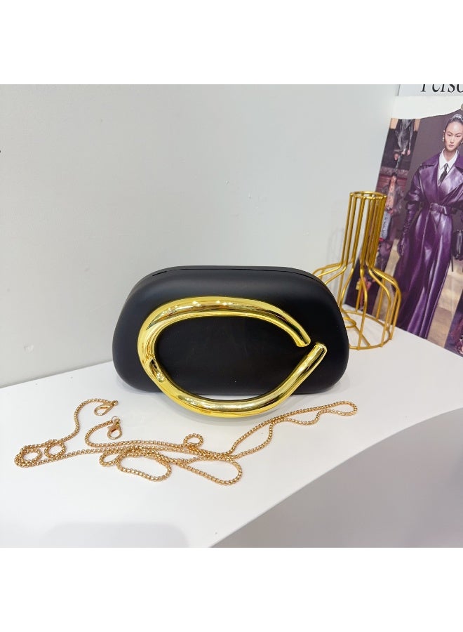 Classic Round Box Clutch Evening Bag Acrylic Vintage Metal Handle Shoulder Crossbody Bag