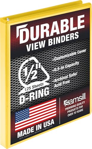 Samsill Durable 05 inch 3 Ring Binder D Ring Binder 100 Recycled Chipboard Yellow - Image 1