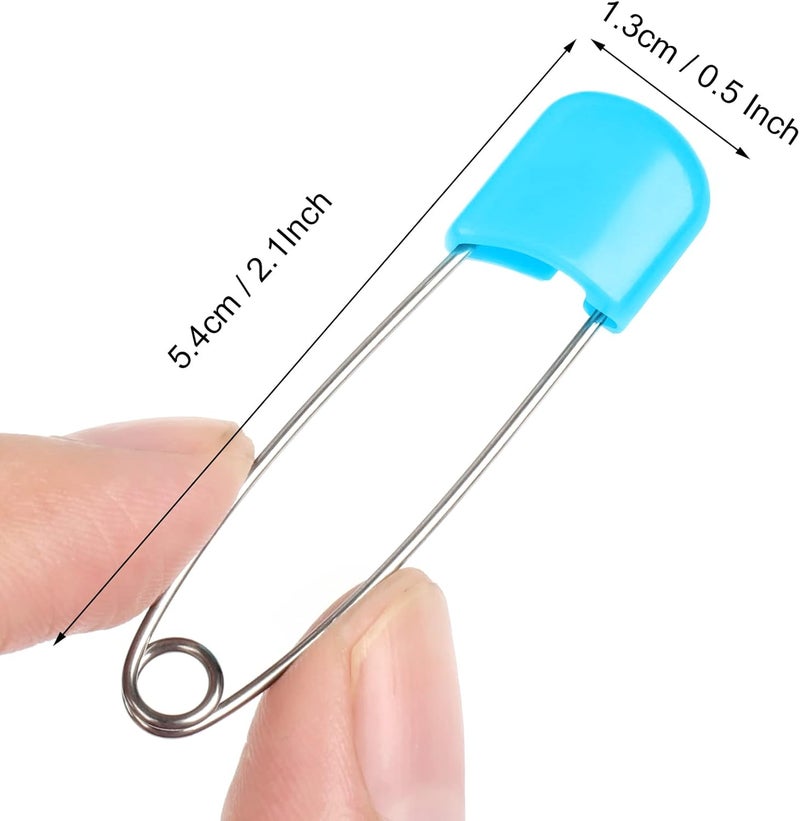 Joyberg 100 Pcs Diaper Pins Baby Safety Pins Diaper Pins for Cloth Diapers Heavy Duty Stainless Steel ABS Plastic Colorful Red Yellow Pink Blue Green Purple 22in Safe Locking Closures - Image 2