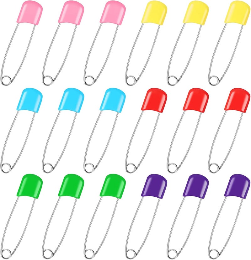 Joyberg 100 Pcs Diaper Pins Baby Safety Pins Diaper Pins for Cloth Diapers Heavy Duty Stainless Steel ABS Plastic Colorful Red Yellow Pink Blue Green Purple 22in Safe Locking Closures - Image 1