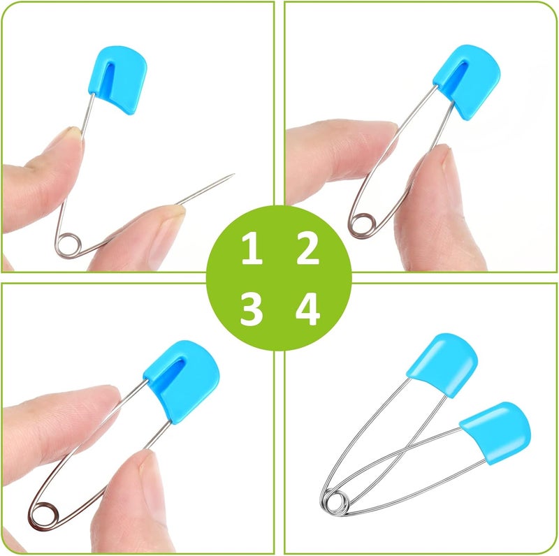 Joyberg 100 Pcs Diaper Pins Baby Safety Pins Diaper Pins for Cloth Diapers Heavy Duty Stainless Steel ABS Plastic Colorful Red Yellow Pink Blue Green Purple 22in Safe Locking Closures - Image 5