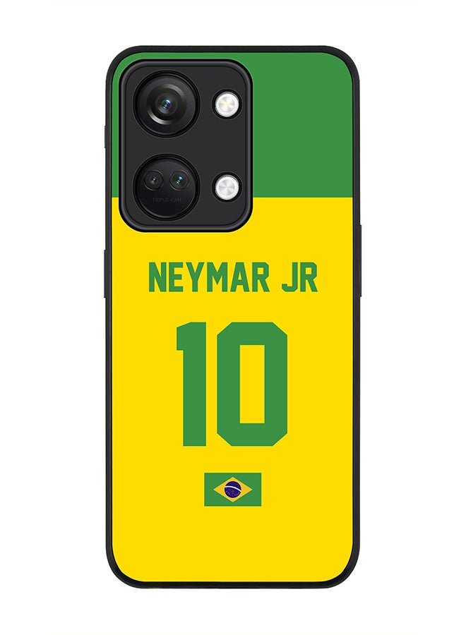 Stylizedd Rugged Black edge case for ONEPLUS NORD 3 5G / OnePlus Ace 2V, Slim fit Soft Case Flexible Rubber Edges Anti Drop TPU Gel Thin Cover -  Football Team - Brazil, Player Name - Neymar Jr - Image 1