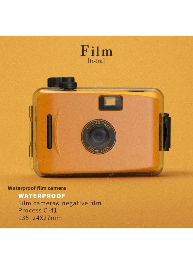 Generic Retro Fool Film Camera Non-Pole Film Machine Fool Machine Campus Camera Student Birthday Gift Female-Body Color:Package Four-orange Black Shell Camera  - Image 1