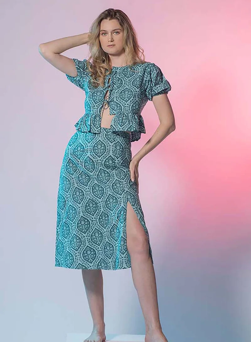 Virgio VIRGIO 100% Cotton Jaipur Block Print Tie Top