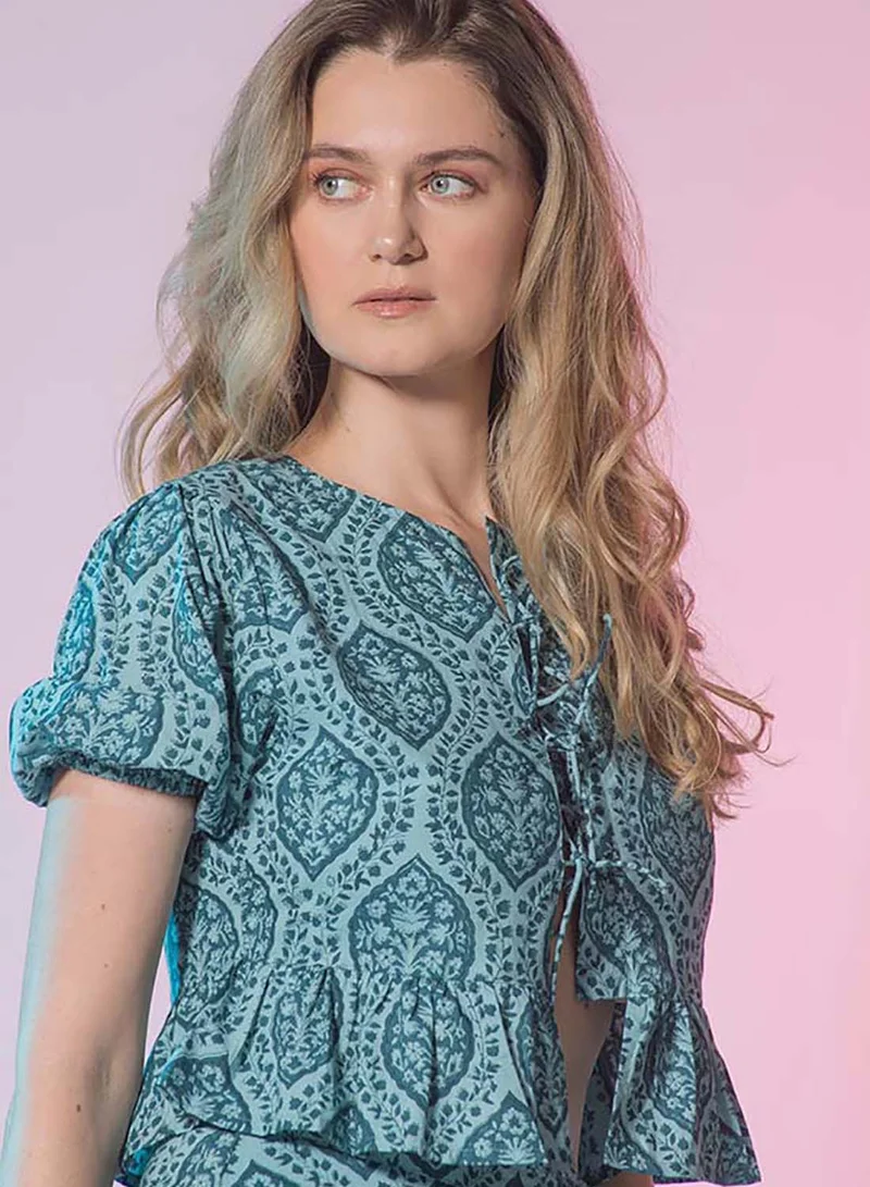 Virgio VIRGIO 100% Cotton Jaipur Block Print Tie Top
