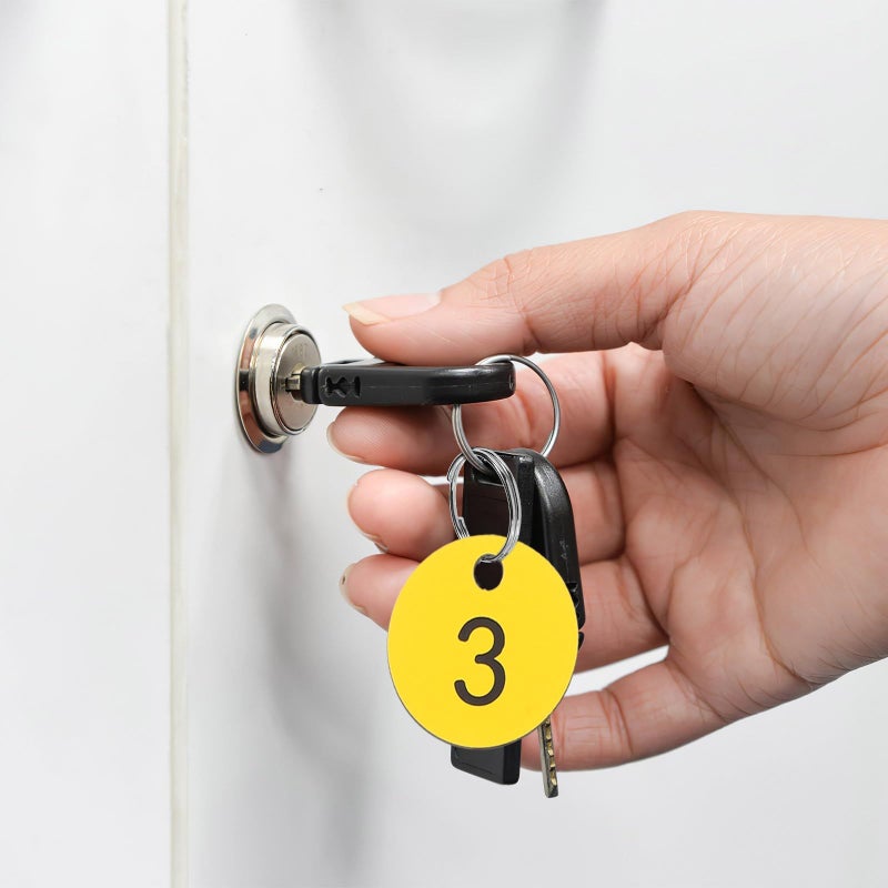 Numbered Key Tags 1 to 100 Plastic Labels with Holes for Lockers Cabinets Storage Table Identification Yellow - Image 5