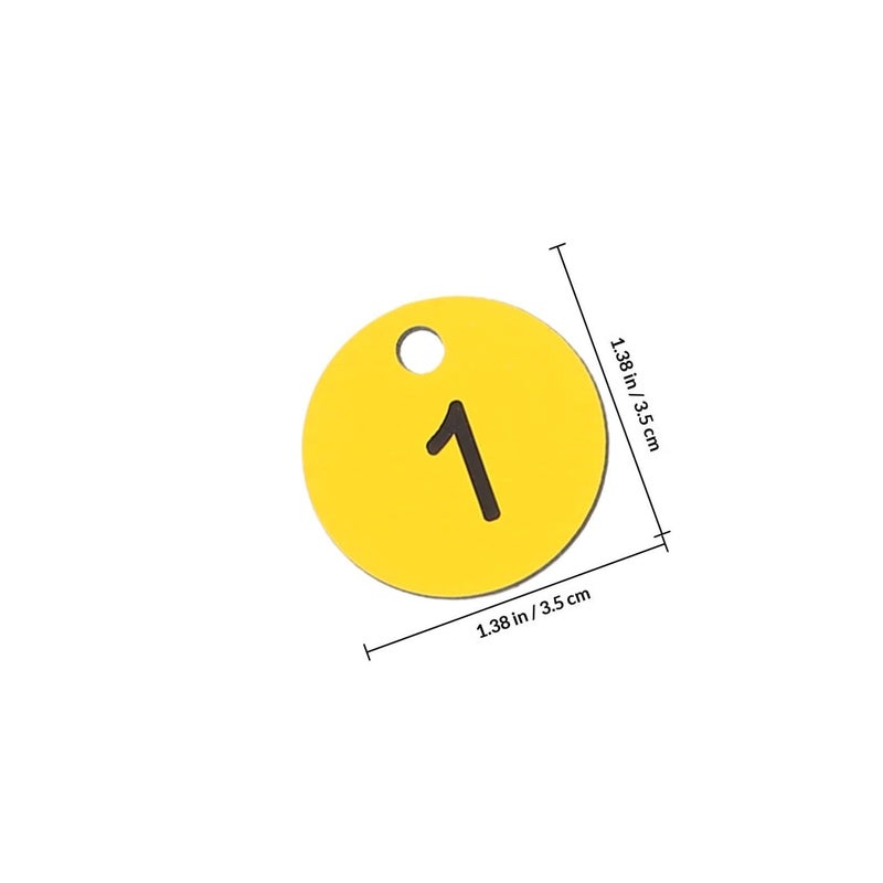 Numbered Key Tags 1 to 100 Plastic Labels with Holes for Lockers Cabinets Storage Table Identification Yellow - Image 3