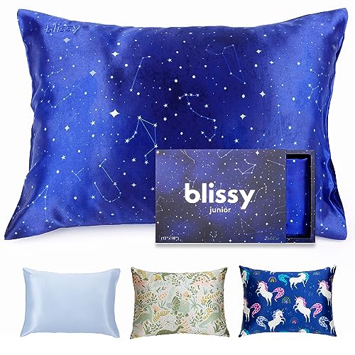 Blissy Toddler Silk Pillowcase - 100% Pure Mulberry Silk - 22 Momme 6A High-Grade Fibers - Soft and Gentle Silk Pillowcase for Kids Hair and Skin (Standard 20 x 26 in, Night Sky) - Image 1