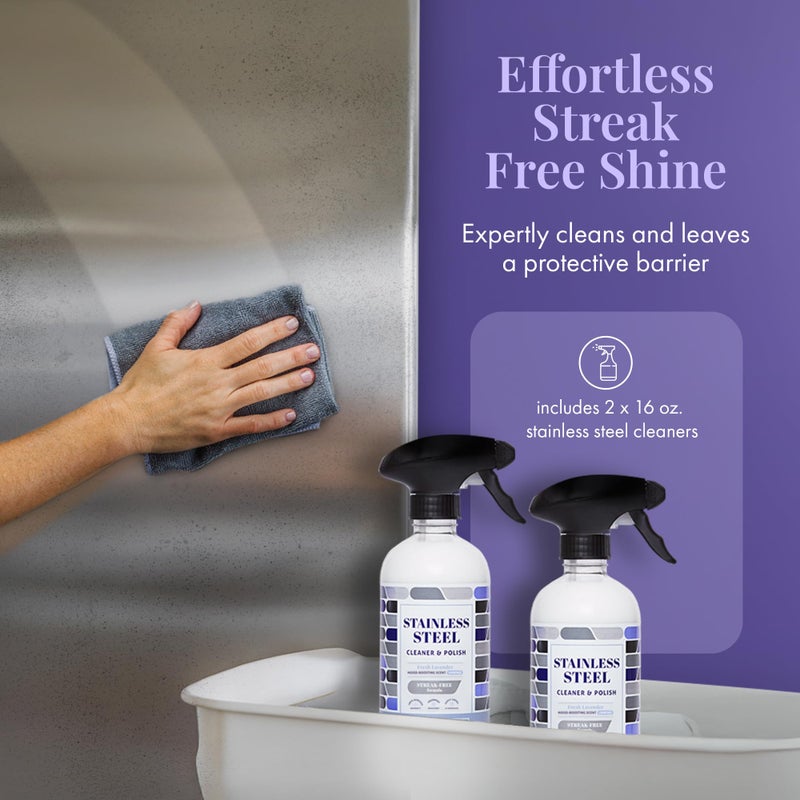 Therapy Stainless Steel Cleaner and Polish 100% USDA Biobased, Fingerprint and Residue Remover, Lavender Essential Oil Scent, Sink Cleaner, Grill Spray - Image 2