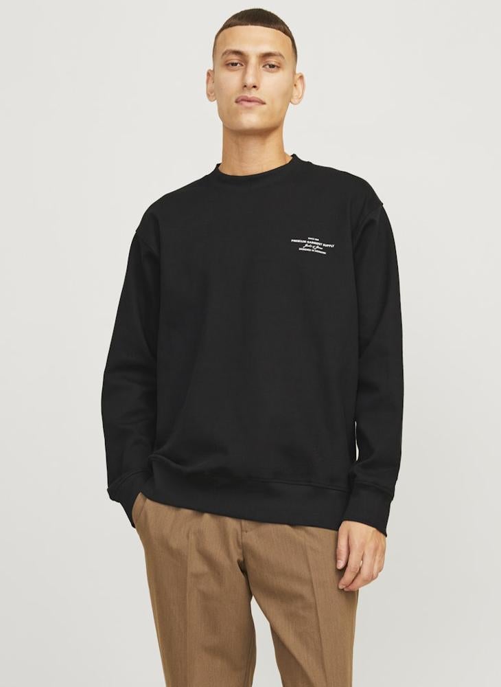 JACK & JONES Text Print Regular Fit Crew Neck Sweatshirt - Image 1