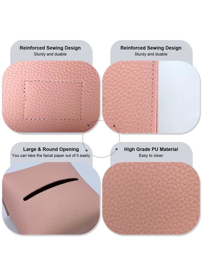 PENGLONG Tissue Box Cover 5X5X5'' PU Leather Tissue Holder Square Tissue Cube Box Organizer for Bathroom Vanity Countertop, Car, Night Stands, Office, Home, Kitchen (1Pack, Pretty Pink) - Image 4