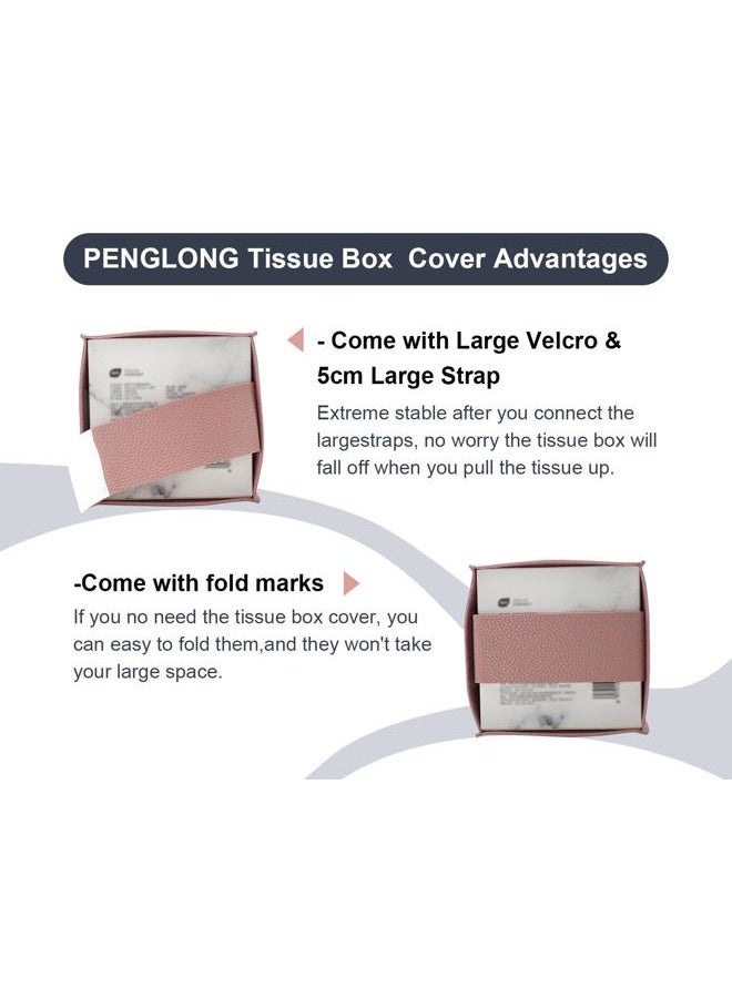PENGLONG Tissue Box Cover 5X5X5'' PU Leather Tissue Holder Square Tissue Cube Box Organizer for Bathroom Vanity Countertop, Car, Night Stands, Office, Home, Kitchen (1Pack, Pretty Pink) - Image 3
