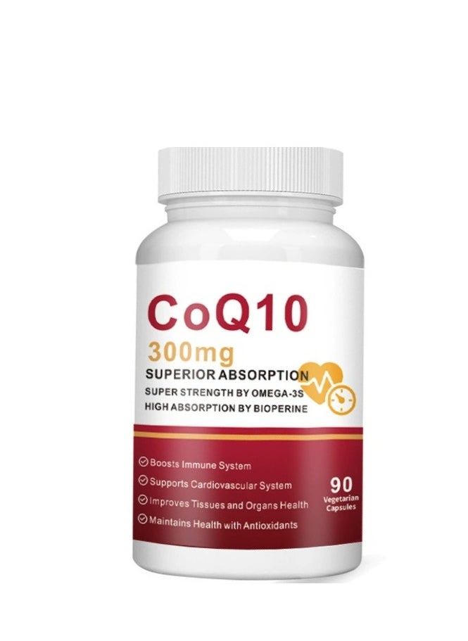 Wins Town CoQ10-300mg-Softgels with PQQ, BioPerine  Omega-3, 90 Servings Coenzyme Q10(Ubiquinone) Supplement for High-Absorption, Powerful-Antioxidant, Support Heart  Energy-Production  - Image 1