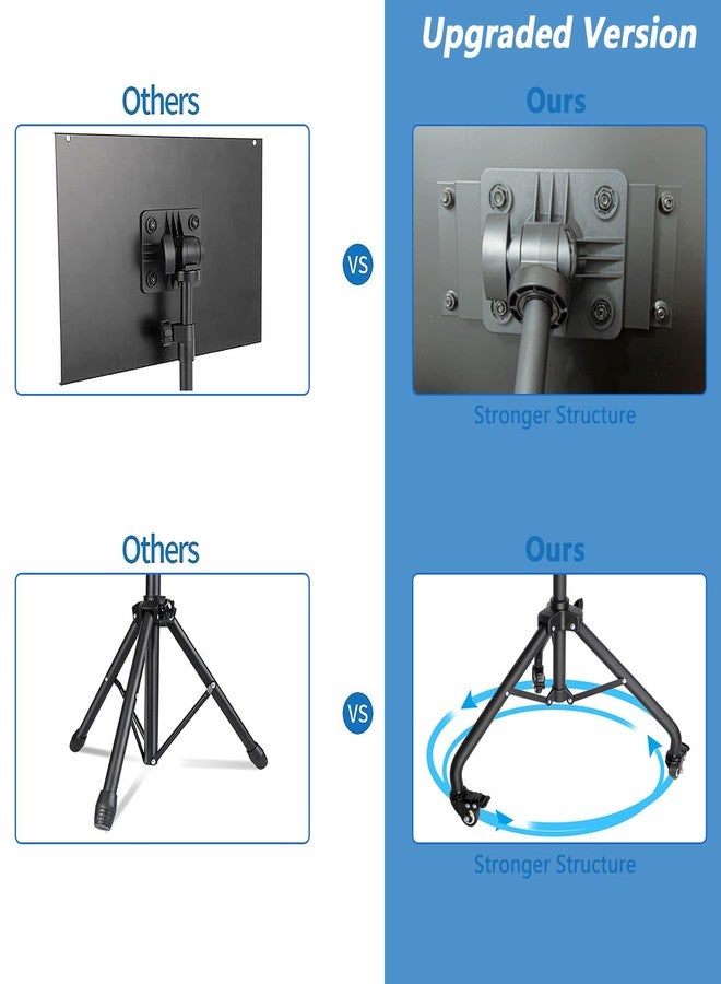 Asltoy Multifunctional Projector Tripod Stand with Wheels, Adjustable Height, Laptop Stand, Phone Holder, Mouse Tray, Storage Tray, LED Ring Light, Metal, Black - Image 4