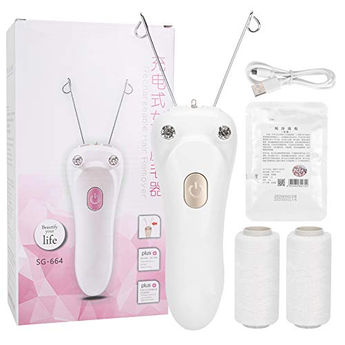 Sunicon Facial Threading Hair Removal, USB Rechargeable Electric Women Cordless Facial Threading Epilator Ladies Beauty Epilator Trimmer Cotton Threading Tool for Body Facial Pull(Gold) - Image 1