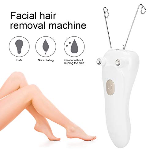 Sunicon Facial Threading Hair Removal, USB Rechargeable Electric Women Cordless Facial Threading Epilator Ladies Beauty Epilator Trimmer Cotton Threading Tool for Body Facial Pull(Gold) - Image 3