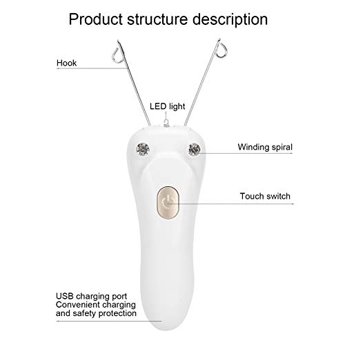 Sunicon Facial Threading Hair Removal, USB Rechargeable Electric Women Cordless Facial Threading Epilator Ladies Beauty Epilator Trimmer Cotton Threading Tool for Body Facial Pull(Gold) - Image 4