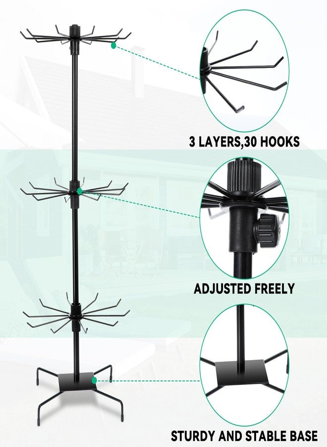 Lemecima 2 Pcs Rotating Jewelry Display Rack with Hooks Metal Earrings Display Stand for Selling Necklace (Black, 3 Tires) - Image 3