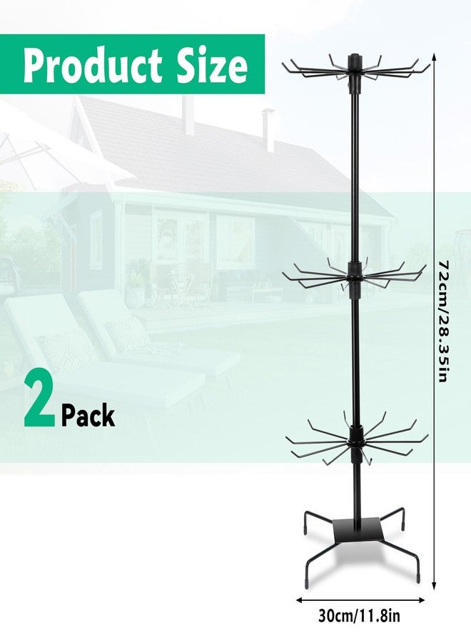 Lemecima 2 Pcs Rotating Jewelry Display Rack with Hooks Metal Earrings Display Stand for Selling Necklace (Black, 3 Tires) - Image 2