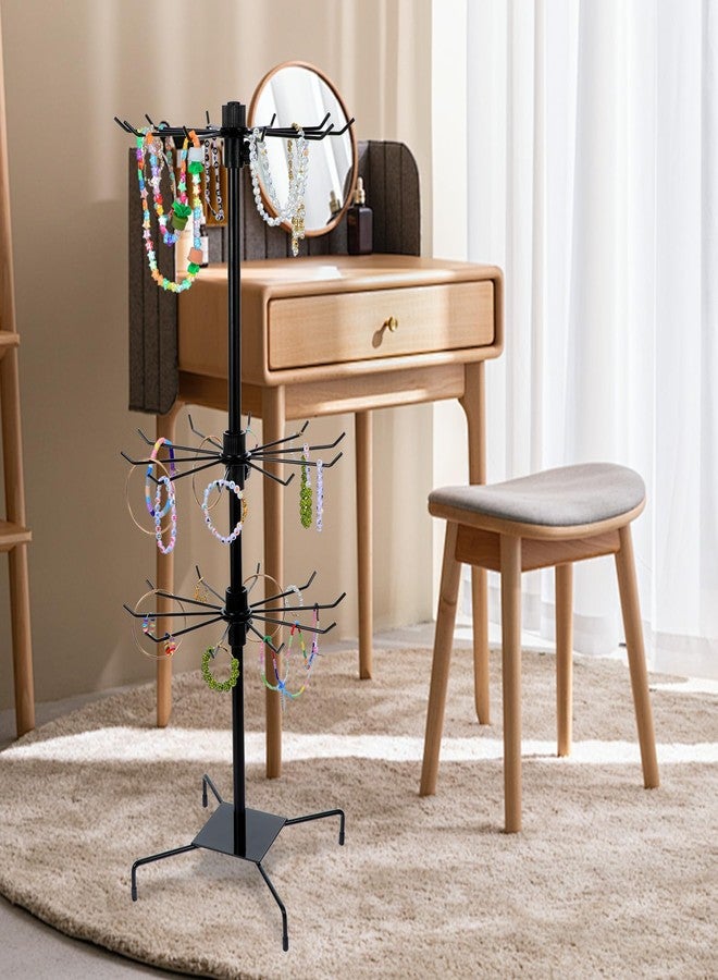 Lemecima 2 Pcs Rotating Jewelry Display Rack with Hooks Metal Earrings Display Stand for Selling Necklace (Black, 3 Tires) - Image 5