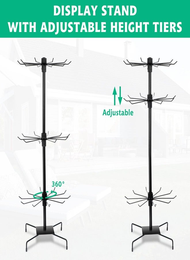 Lemecima 2 Pcs Rotating Jewelry Display Rack with Hooks Metal Earrings Display Stand for Selling Necklace (Black, 3 Tires) - Image 4