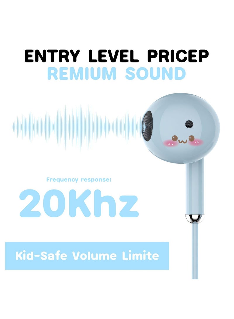 SYOSI Donut Earbuds for Kids in-Ear Headphones,Kid Size Flat Cable Wired Earbud Over Ear Headphones, Earphone with Microphone and Lovely Earphones Storage Case,Ideal Gifts for School Girls and Boys (blue) - Image 3