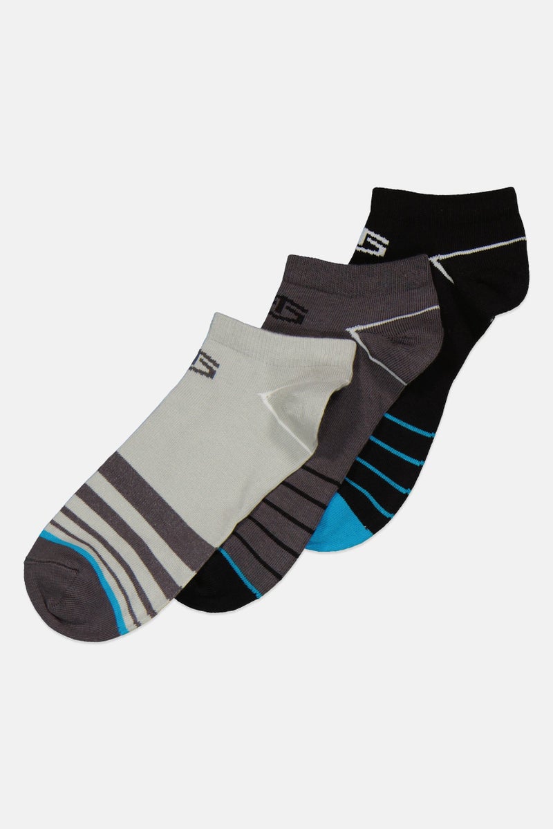 TapouT Men 3 Pairs Stripe NonTerry Ankle Socks, Multicolor  - Image 1