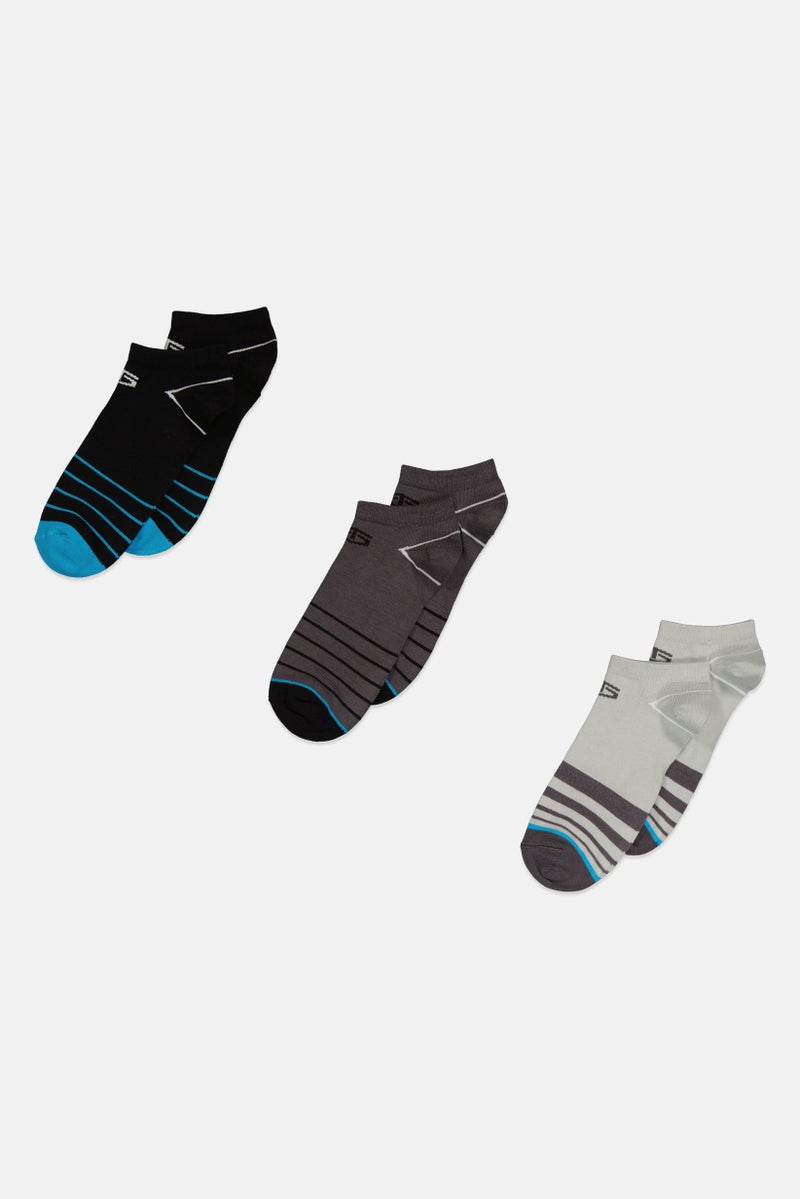 TapouT Men 3 Pairs Stripe NonTerry Ankle Socks, Multicolor  - Image 2