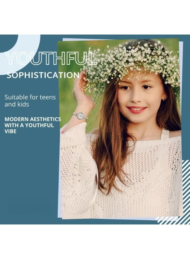 YJ Women's Rhinestone Bracelet Watch, Elegant Small Face Quartz Wristwatch, Slim Strap Dress Watch - Image 3