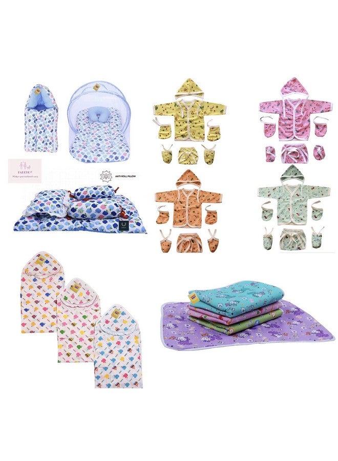 فاريتو مجموعة 34 في 1 من احتياجات الأطفال اليومية في عبوة واحدة (متعددة الألوان، من عمر 0 إلى 6 أشهر) مجموعة من 34 عنصرًا (أزرق) - Image 1