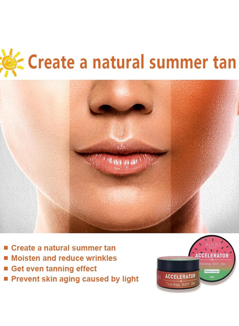 AIXIN Tan Accelerator for Sunbed,Watermelon Tan Enhancers u0026 Accelerators,Self-Tanning Soft Gel,Tanning Cream for Natural Brown,Tanning Moisturiser,Sun Bed Tanning Accelerator,High Moisturizing u0026 Refreshing 100g - Image 5