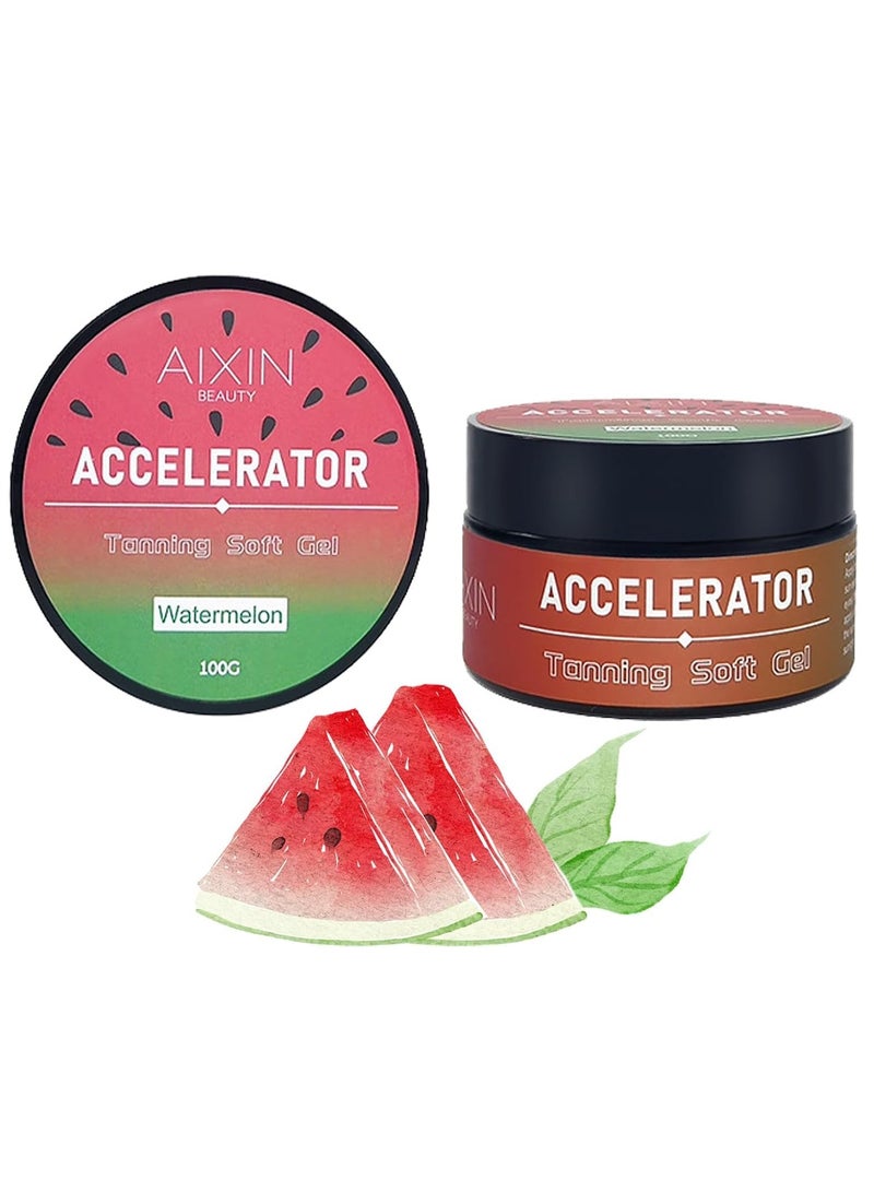 AIXIN Tan Accelerator for Sunbed,Watermelon Tan Enhancers u0026 Accelerators,Self-Tanning Soft Gel,Tanning Cream for Natural Brown,Tanning Moisturiser,Sun Bed Tanning Accelerator,High Moisturizing u0026 Refreshing 100g - Image 1
