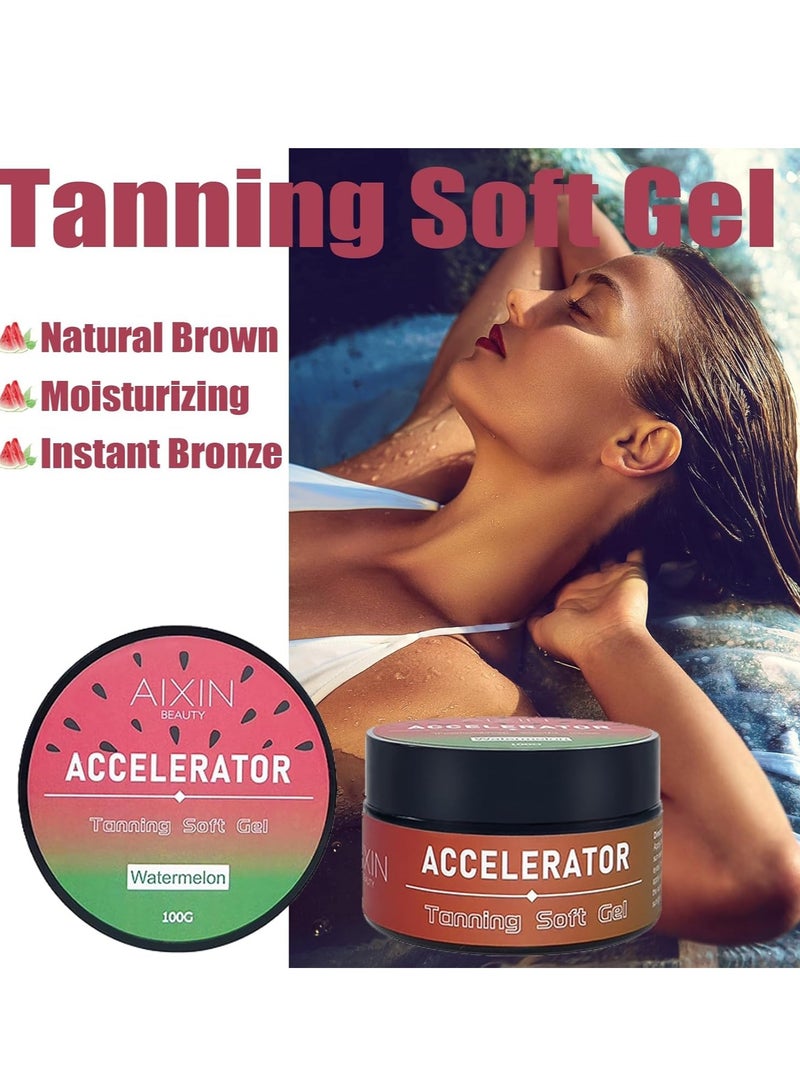 AIXIN Tan Accelerator for Sunbed,Watermelon Tan Enhancers u0026 Accelerators,Self-Tanning Soft Gel,Tanning Cream for Natural Brown,Tanning Moisturiser,Sun Bed Tanning Accelerator,High Moisturizing u0026 Refreshing 100g - Image 2