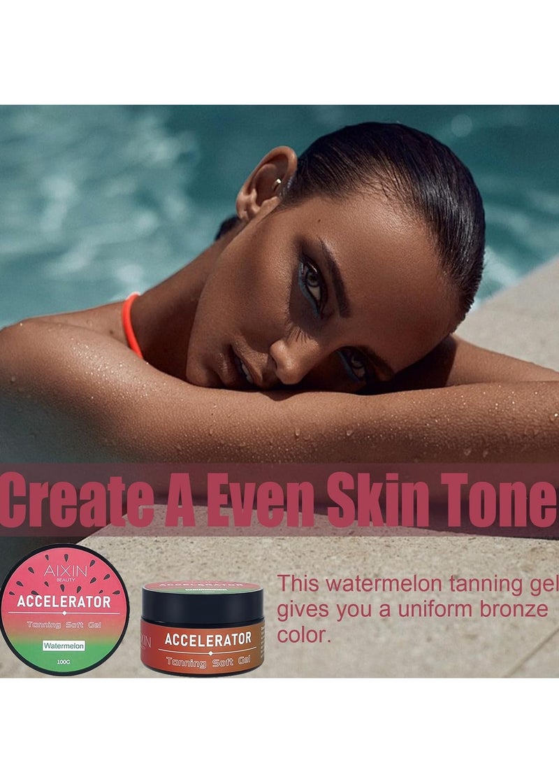 AIXIN Tan Accelerator for Sunbed,Watermelon Tan Enhancers u0026 Accelerators,Self-Tanning Soft Gel,Tanning Cream for Natural Brown,Tanning Moisturiser,Sun Bed Tanning Accelerator,High Moisturizing u0026 Refreshing 100g - Image 4