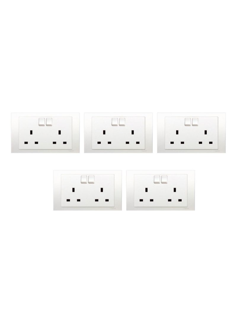 Schneider Electric KB25 Vivace White - Double switched socket 13 A 230 V 1 gang -white - Pack of 5