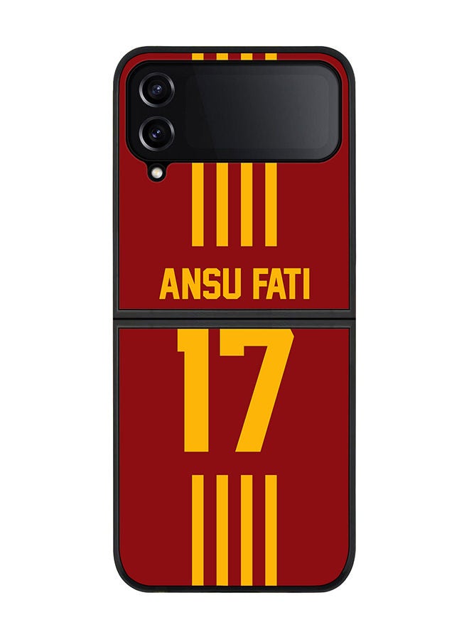 Stylizedd Rugged Black edge case for Samsung Galaxy Z Flip4 Slim fit Soft Case Flexible Rubber Edges Anti Drop TPU Gel Thin Cover - Football Team - Spain Player Name - Ansu Fati - Image 1