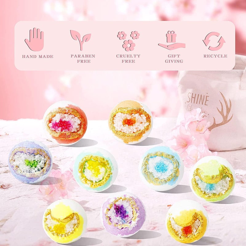 Global easy assemble picks Beauty Bath Bombs Gift Set - 9 Pack Natural Bath Bombs with Sea Salt & Essential Oils, 100g Each for Moisturizing Skin, Relaxation and Stress Relief Wide usage compatibility - Image 2