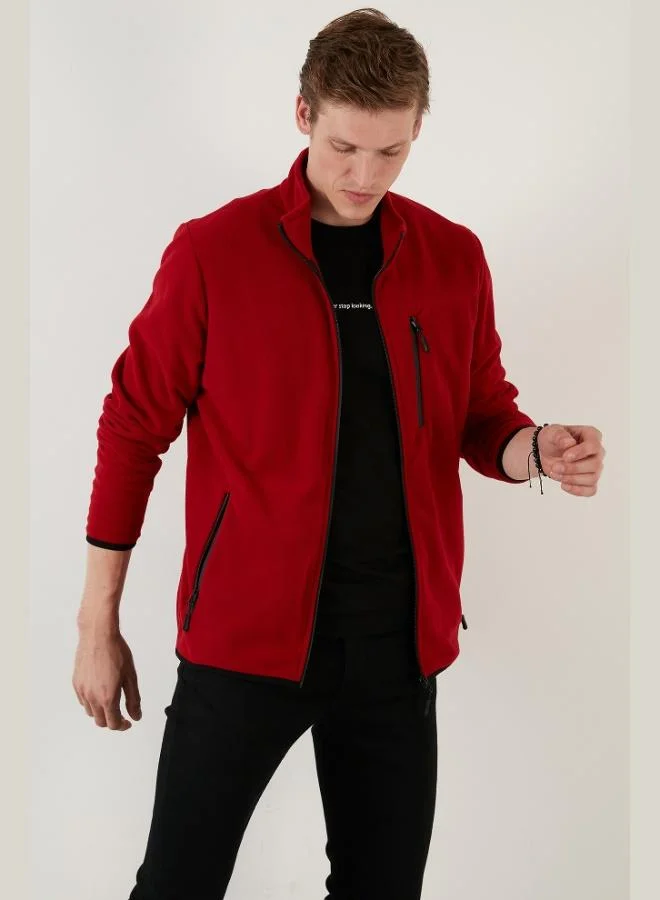 Buratti Slim Fit Zippered Pocket Stand Collar Polar Fleece Cardigan Men's CARDIGAN 5906028