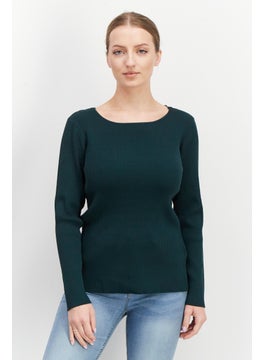 Mohito Women V-Neck Long Sleeves Textured Blouse, Green  - Image 1