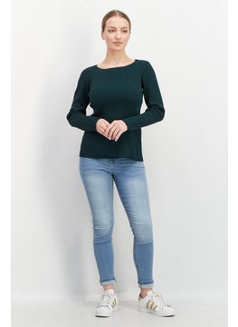 Mohito Women V-Neck Long Sleeves Textured Blouse, Green  - Image 3
