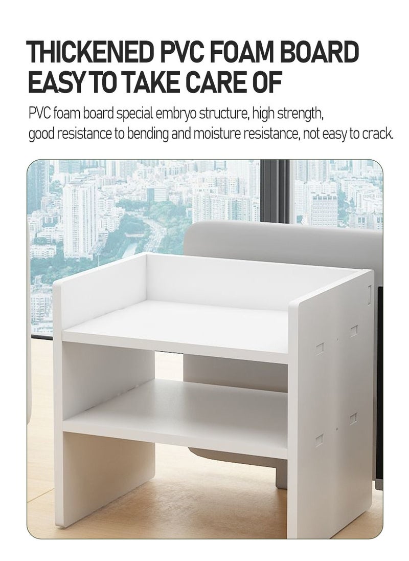 Beirui - Double Tier Computer Organizer + 3 Tier Storage Cabinet, Computer Monitor Stands, Storage Organizers, Space Saving Laptop Stands for Home and Office, PVC (for light duty computers) - Image 1