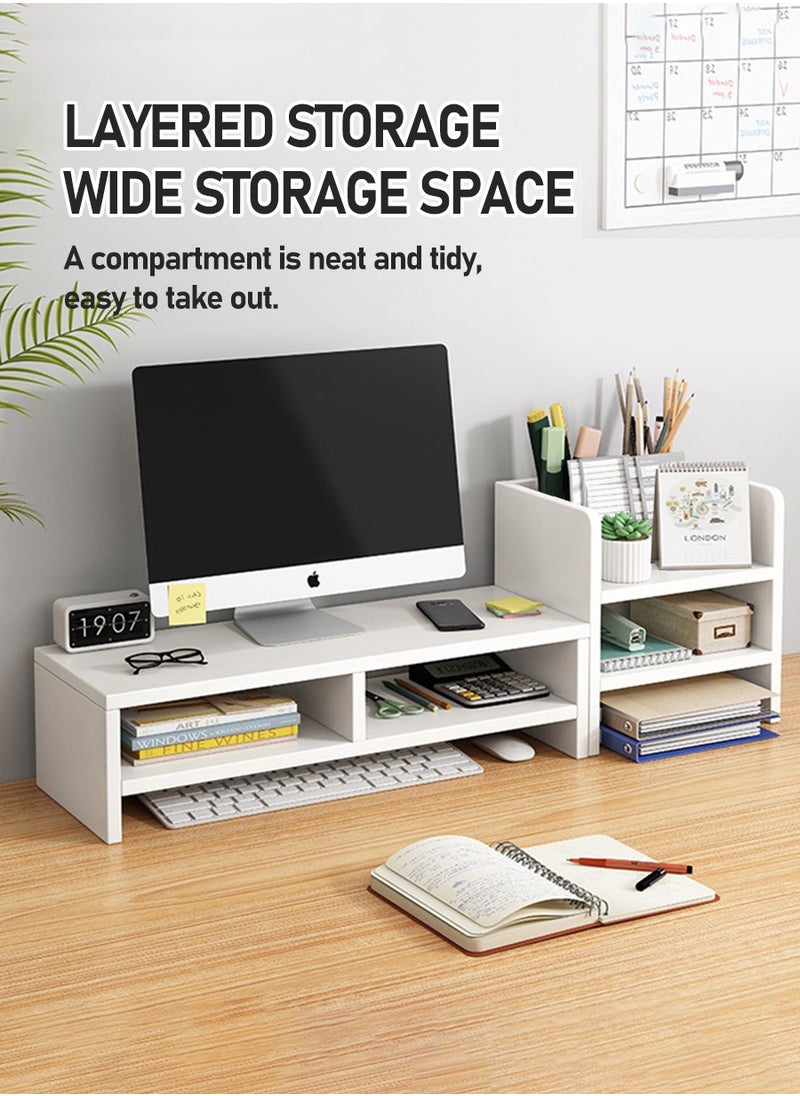Beirui - Double Tier Computer Organizer + 3 Tier Storage Cabinet, Computer Monitor Stands, Storage Organizers, Space Saving Laptop Stands for Home and Office, PVC (for light duty computers) - Image 1