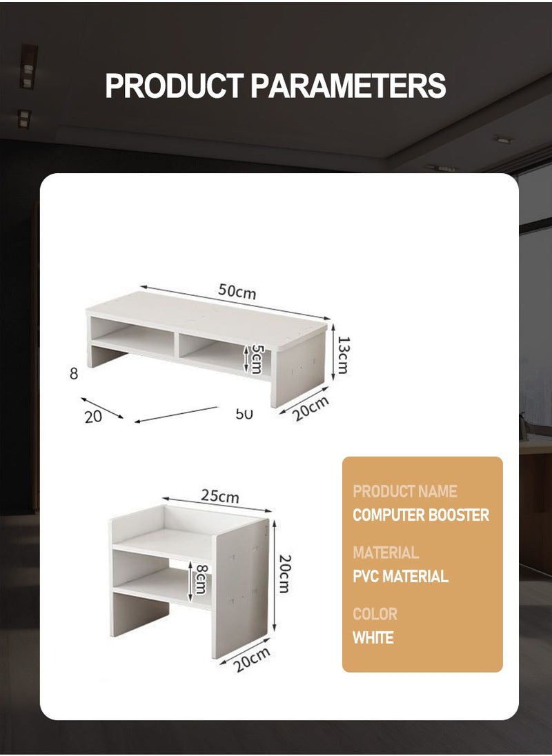 Beirui - Double Tier Computer Organizer + 3 Tier Storage Cabinet, Computer Monitor Stands, Storage Organizers, Space Saving Laptop Stands for Home and Office, PVC (for light duty computers) - Image 1