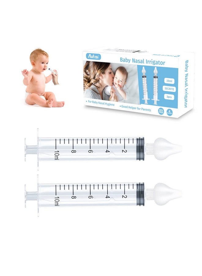Aufisi Nasal Irrigator for Baby 10ml Professional Baby Nasal Aspirator with Safe Silicone Nasal Suction Tips Portable Baby Nasal Syringe Infant Nose Cleaner 2 Pieces - Image 1