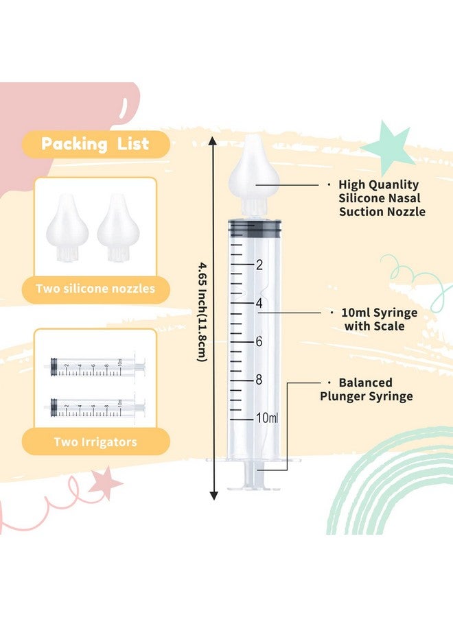 Aufisi Nasal Irrigator for Baby 10ml Professional Baby Nasal Aspirator with Safe Silicone Nasal Suction Tips Portable Baby Nasal Syringe Infant Nose Cleaner 2 Pieces - Image 2